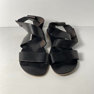 Intentionally Blank Leather Strappy Sandals Flats Womens Size 37 Black